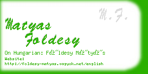 matyas foldesy business card